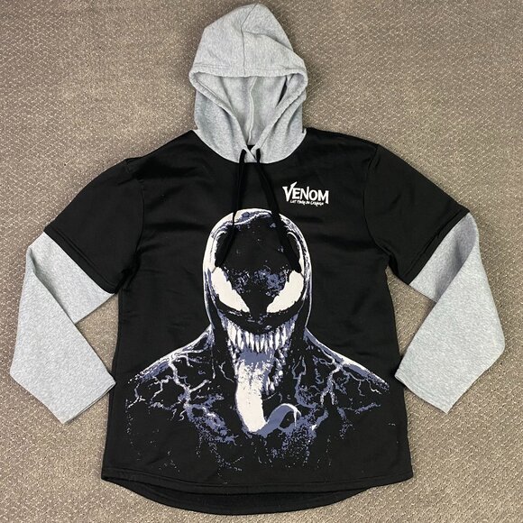 NWOT Venom Hoodie Men's Large Marvel Comics Black Gray - Picture 1 of 8
